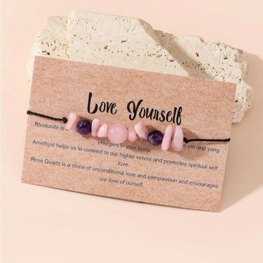 NEW Love Yourself Pink Beaded Bracelet.